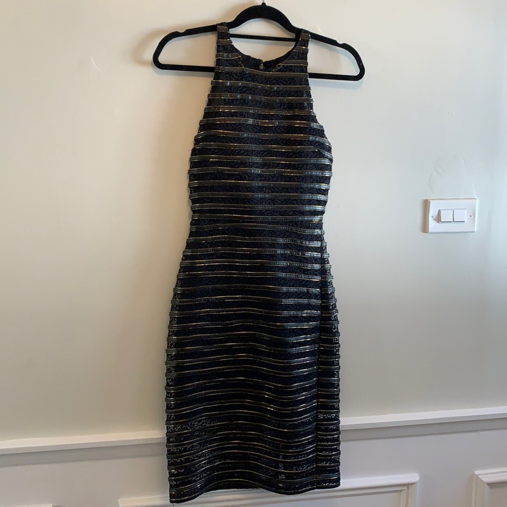 Stunning black, lace, fitted Parker dress.